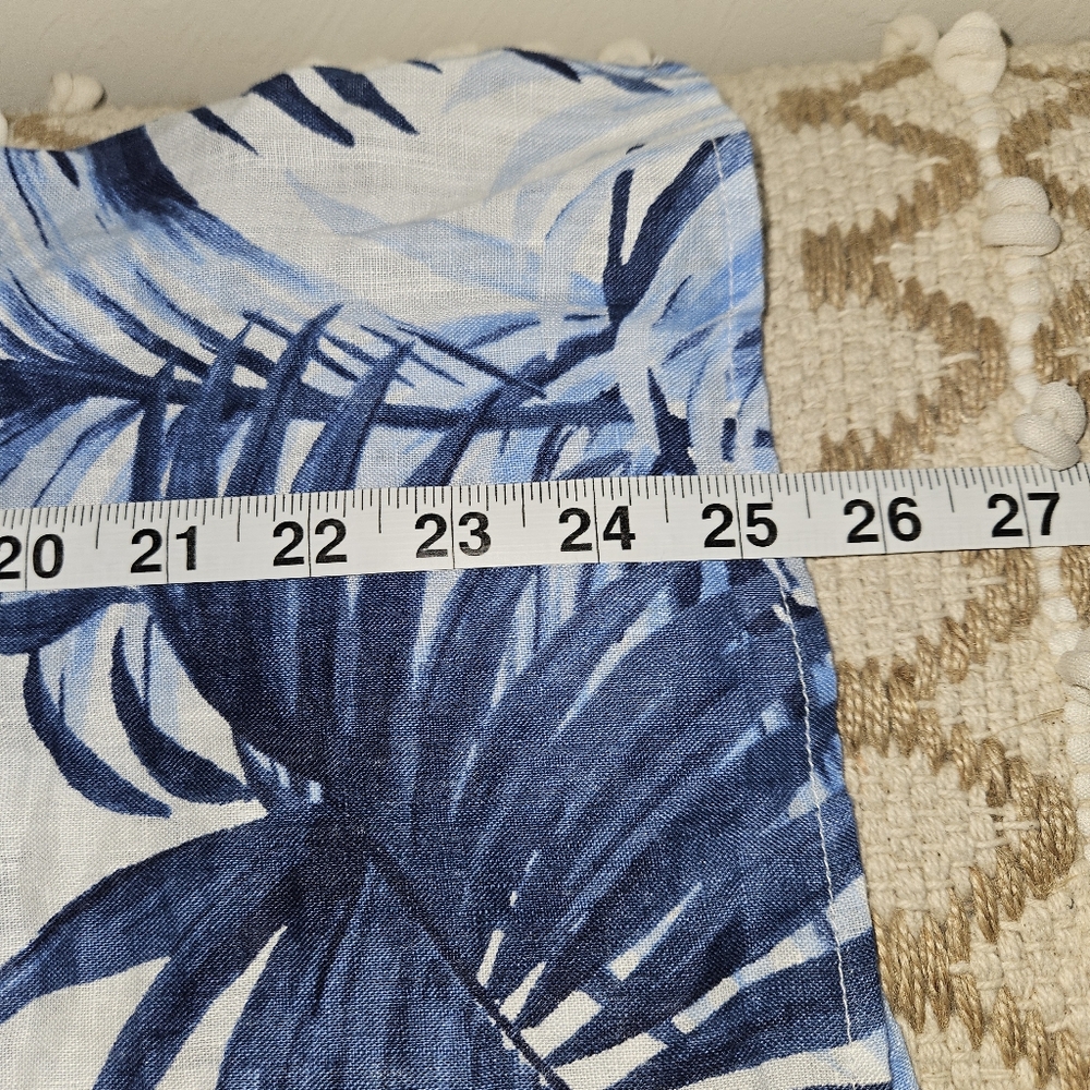 NWT! Talbots Linen Blouse Tropical Print Blue Womens Size Medium NEW - Picture 13 of 14